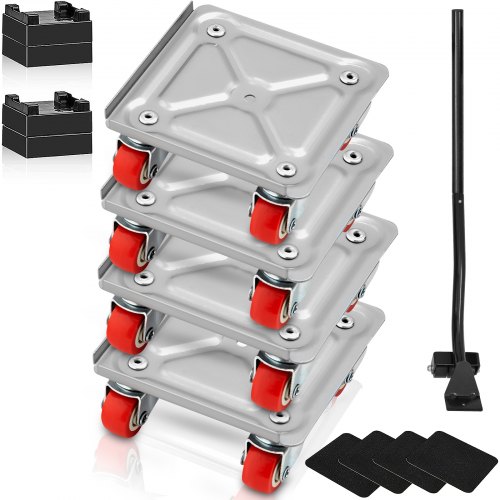 VEVOR 4-tlg. Möbeltransport-Set Möbelroller Max. Tragfähigkeit 113,4kg Möbelrollen Kohlenstoffstahl mit 4-PP-Rädern Transportroller Umzughelfer Möbeltransporthilfe