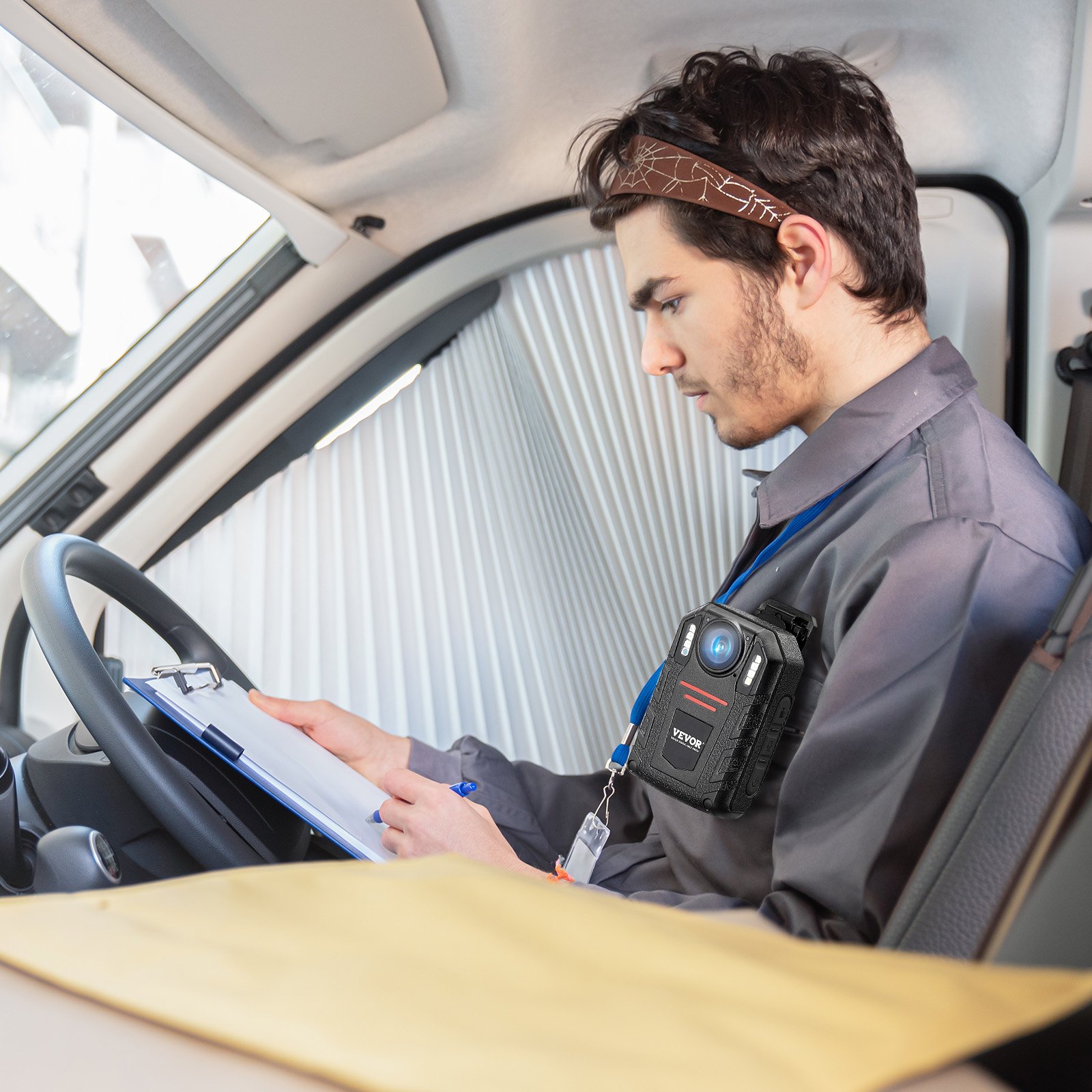 VEVOR 1440P HD Police Body Camera, 64GB Bodycam with Audio-Video Recording, Built-in 2850mAh Battery, 2.0" LCD, Infrared Night Vision, Waterproof Personal Bodycam for Law Enforcement