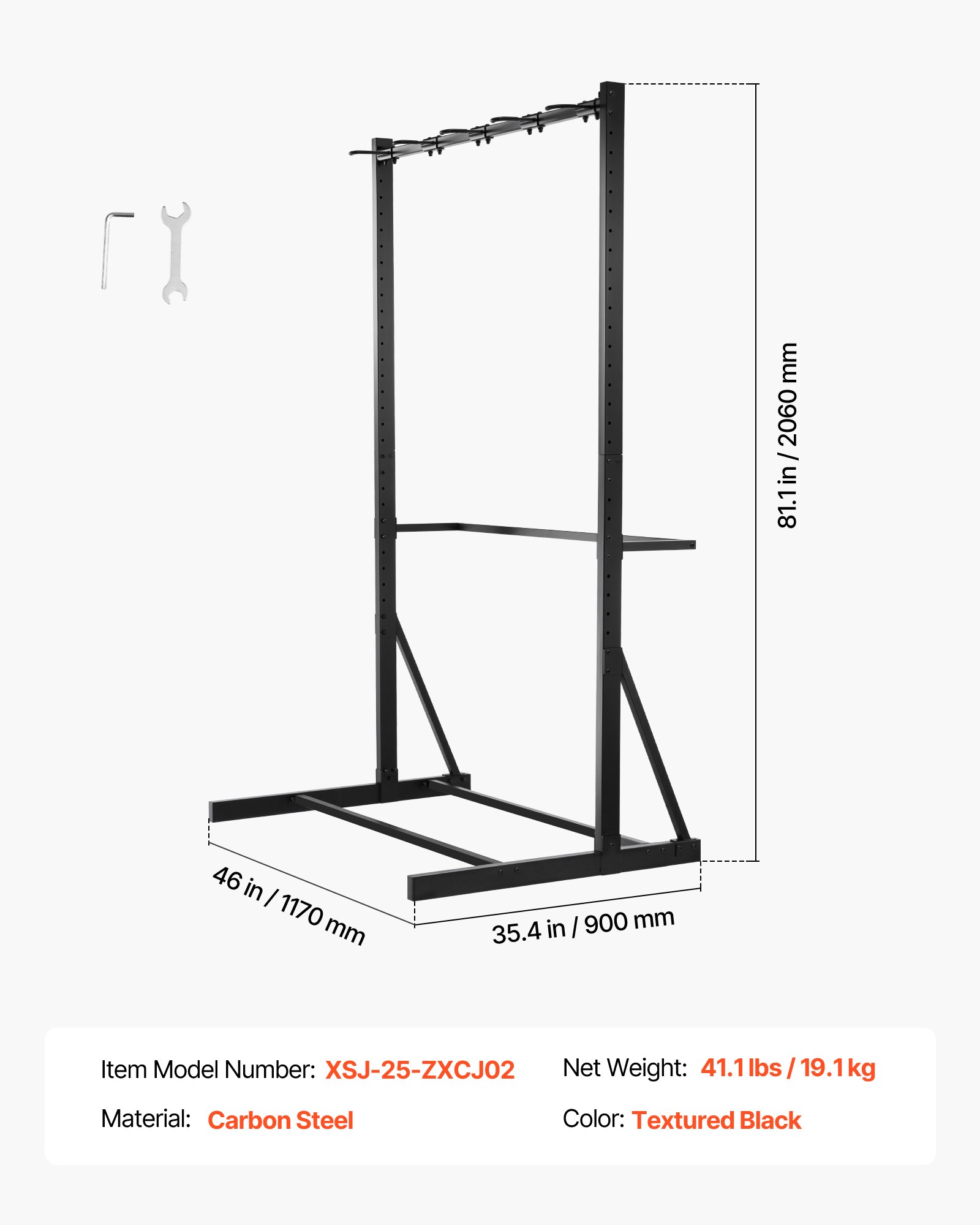 VEVOR Fahrradständer für 5 Fahrräder, Fahrradhalter mit 5 Hochleistungshaken, aus Karbonstahl, 136 kg Tragkraft, vertikaler Fahrradbodenständer für Garage, Wohnzimmer, Innenschuppen