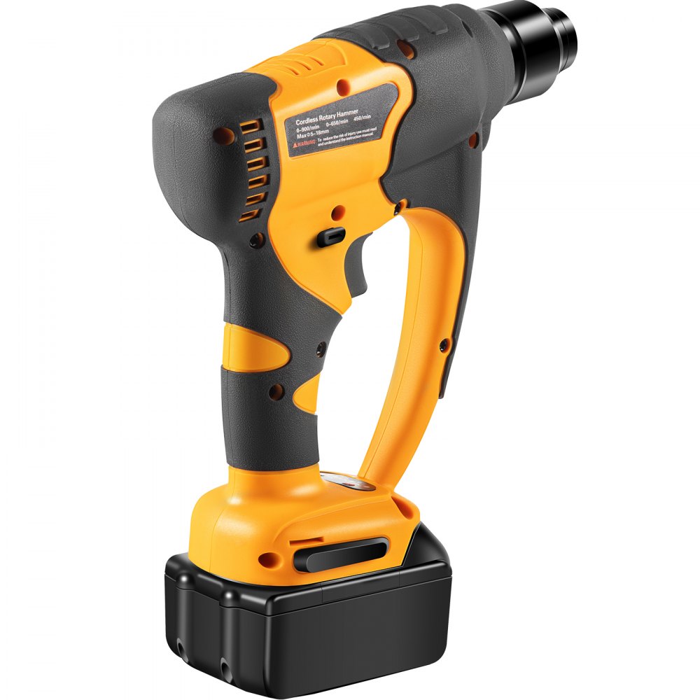 VEVOR Akku Bohrhammer 12 V Bohrmaschine 0-900 U/min Kombihammer 0-4500 Schläge pro Minute bürstenloser Kupfermotor 2 Modi Perfekt zum Bohren von Holz (3-18 mm), Stahl (3-10 mm) und Beton (5-13 mm)