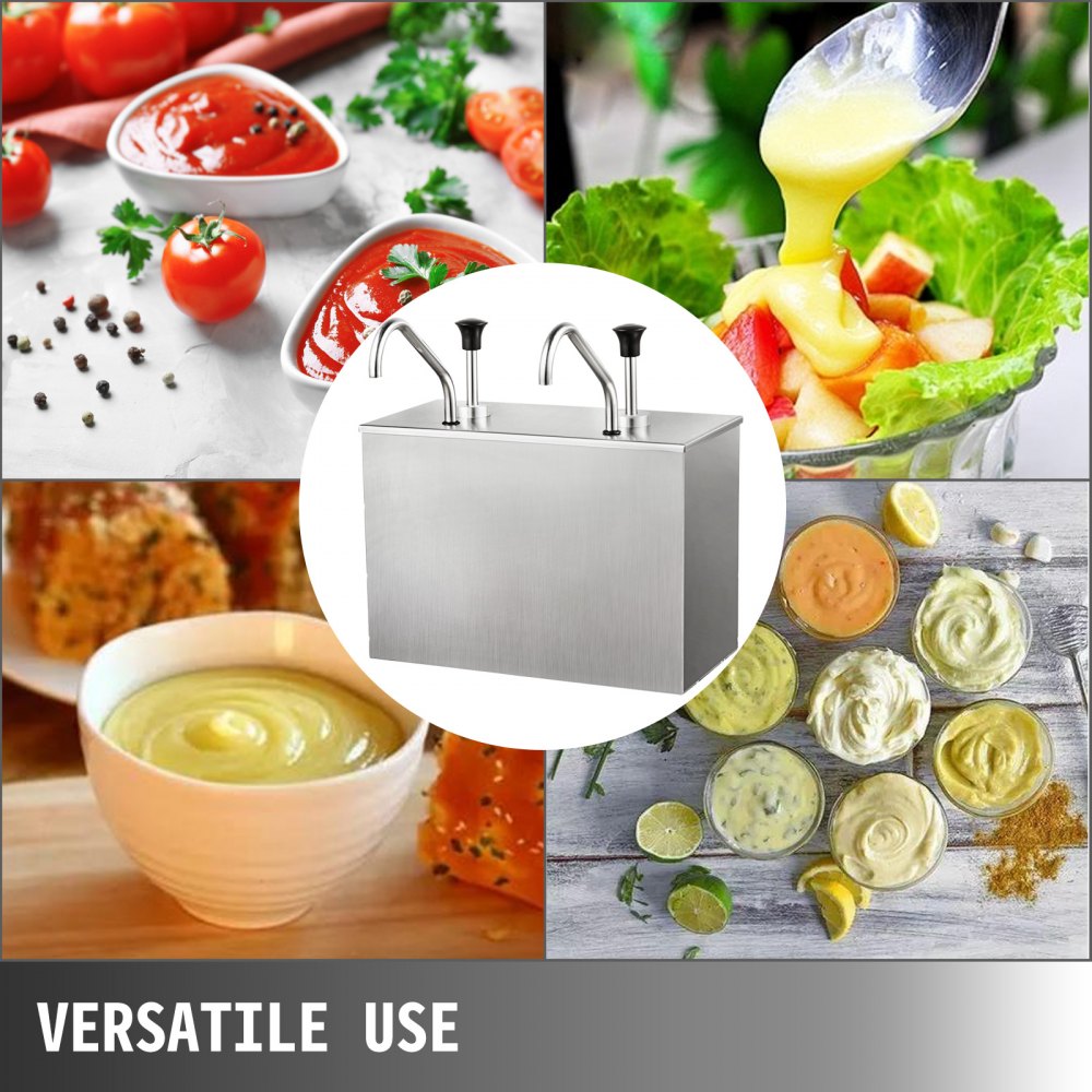 2-head Soy Sauce Pump 2x3,5l Edelstahl Pump Soßenspender Dispenser Saucenspender