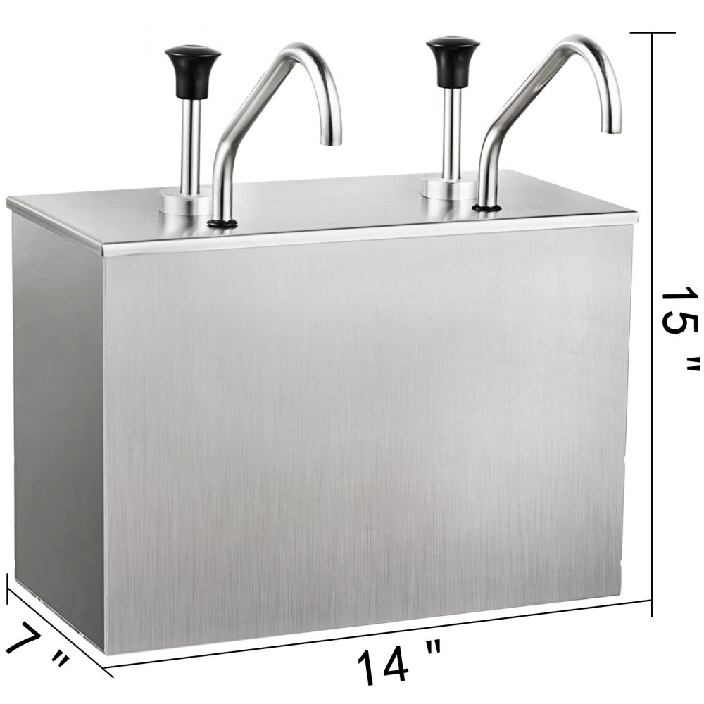 2-head Soy Sauce Pump 2x3,5l Edelstahl Pump Soßenspender Dispenser Saucenspender