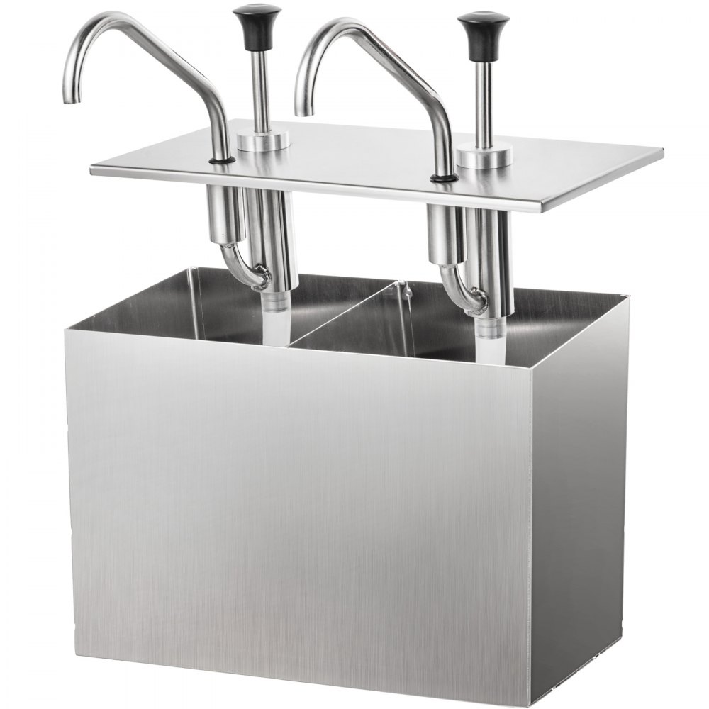 2-head Soy Sauce Pump 2x3,5l Edelstahl Pump Soßenspender Dispenser Saucenspender