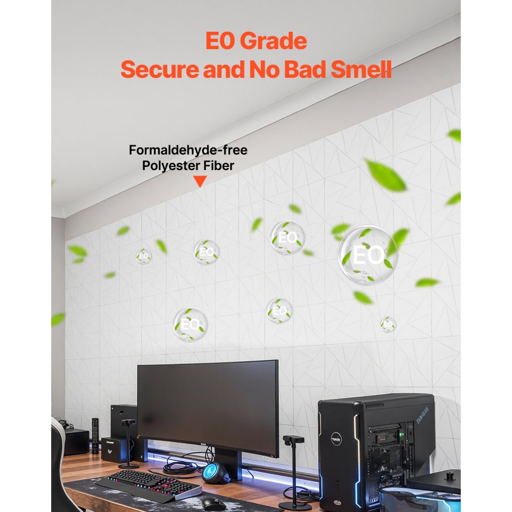 VEVOR acoustic panels with self-adhesive tape, 300x300x10 mm, soundproof foam panels, acoustic wall panels made of polyester fiber, for home, studio, office, theater, white, pack of 18