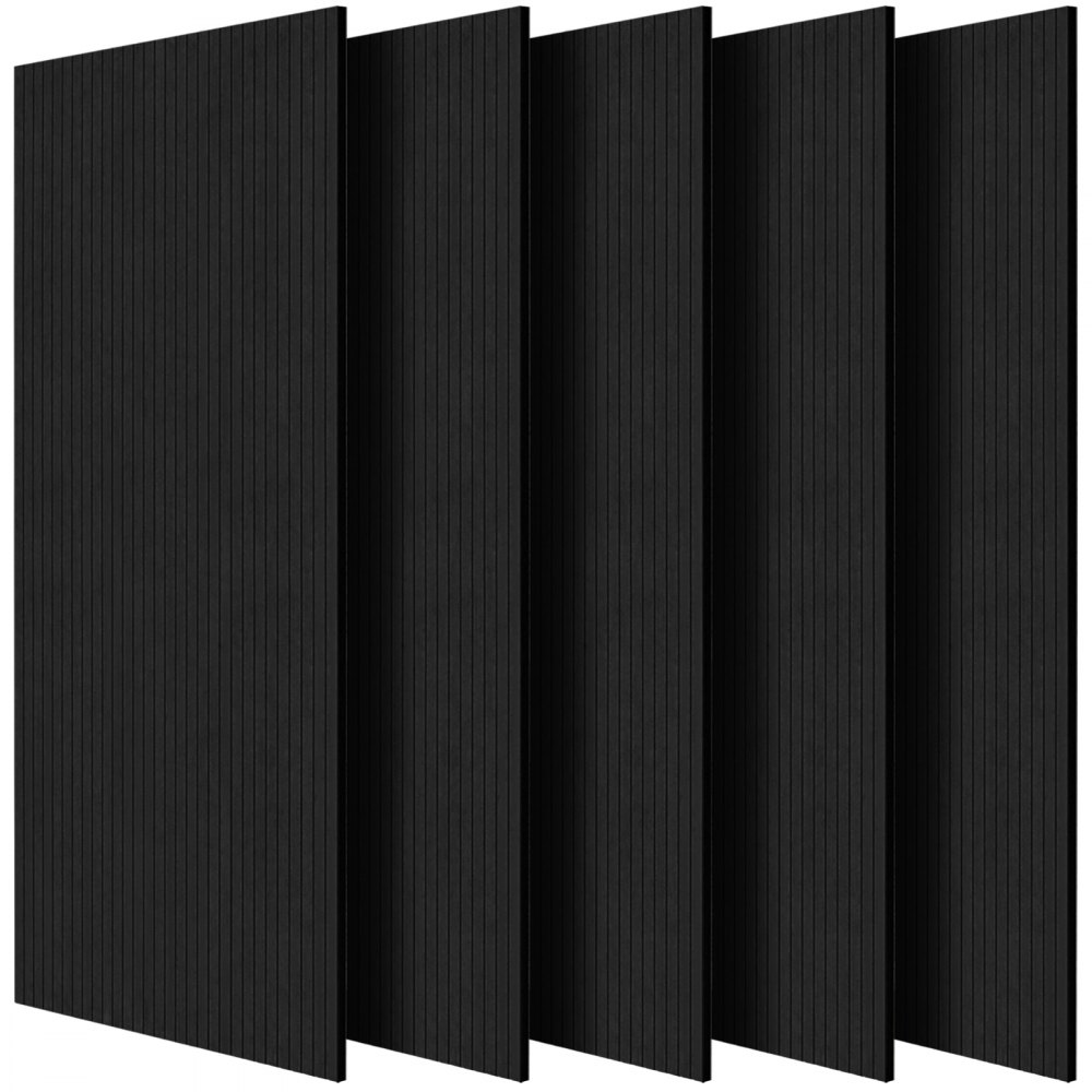 VEVOR 5er-Pack Akustikpaneele mit Selbstklebeband, 1200x600x10 mm schalldichte Schaumstoffplatten, Akustik Wandpaneele aus Polyesterfaser, für Zuhause, Studio, Büro, Theater, Schwarz