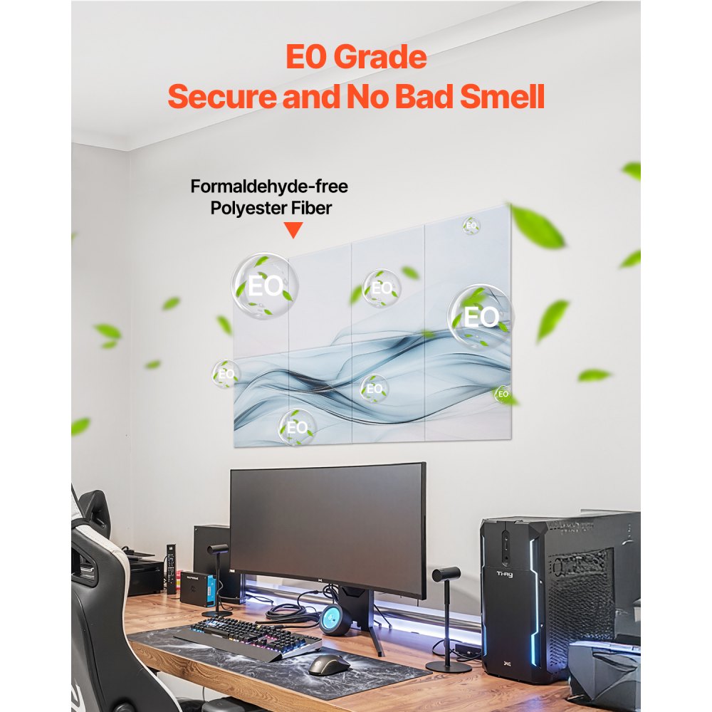 VEVOR 8er-Pack Akustikpaneele, 1200x800x10mm, Akustik Wandpaneele, selbstklebende, schalldämpfende & absorbierende Platten für Zuhause, Büro, Studio, Spielzimmer, Theater, Seidenmotiv