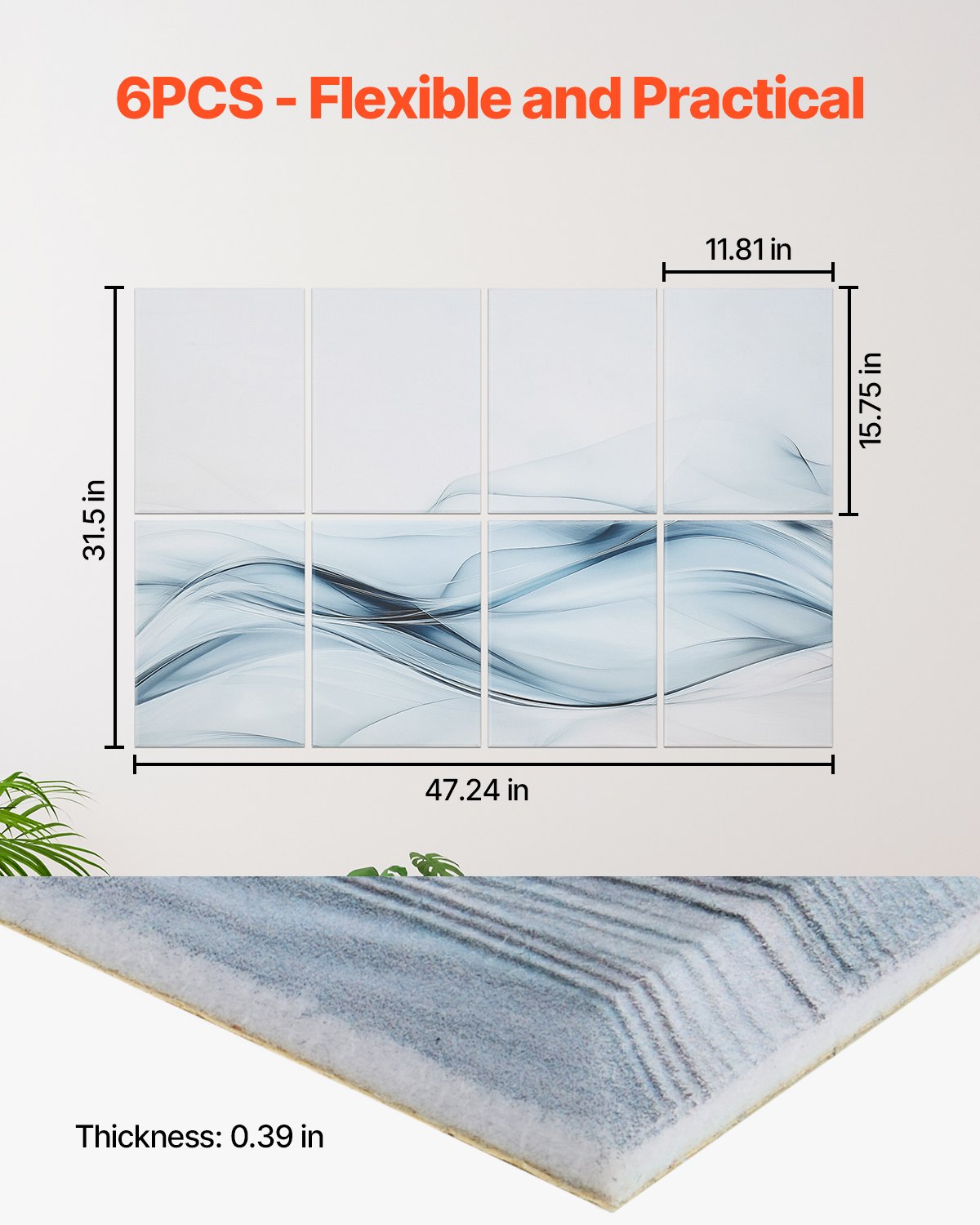 VEVOR 8er-Pack Akustikpaneele, 1200x800x10mm, Akustik Wandpaneele, selbstklebende, schalldämpfende & absorbierende Platten für Zuhause, Büro, Studio, Spielzimmer, Theater, Seidenmotiv