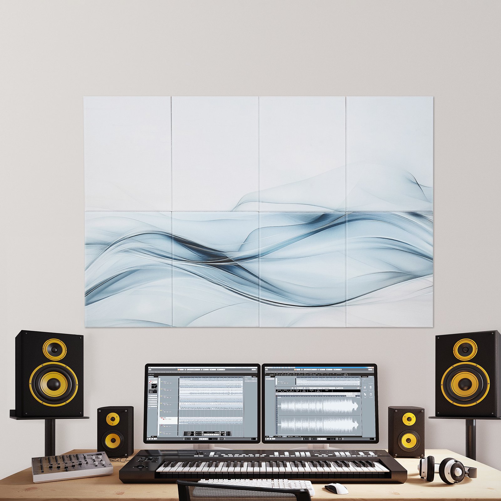 VEVOR 8er-Pack Akustikpaneele, 1200x800x10mm, Akustik Wandpaneele, selbstklebende, schalldämpfende & absorbierende Platten für Zuhause, Büro, Studio, Spielzimmer, Theater, Seidenmotiv