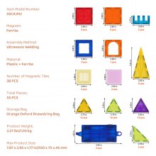 VEVOR Magnetspielzeug Kinder Magnetische Bausteine Magnetic Building 55-teilig