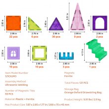 VEVOR Magnetic Building Kinder Spielzeug Magnetische Bausteine Blöcke 121-teilig