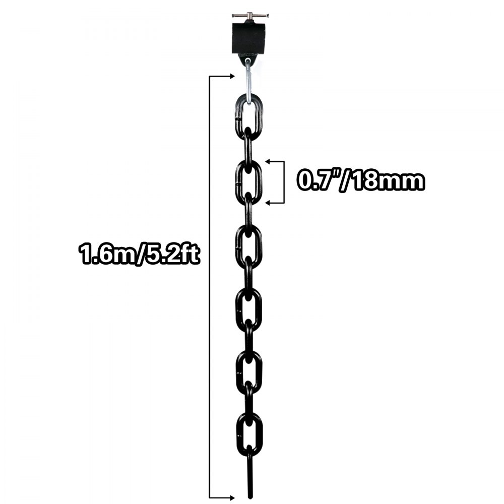 VEVOR Gewichtheben Kette 20KG Schwarz, Kette für Krafttraining Gewichtheberketten 1,6 M Lange, Krafttraining Geräte Sportlich Muskeltraining Fitnessstudio zu Hause