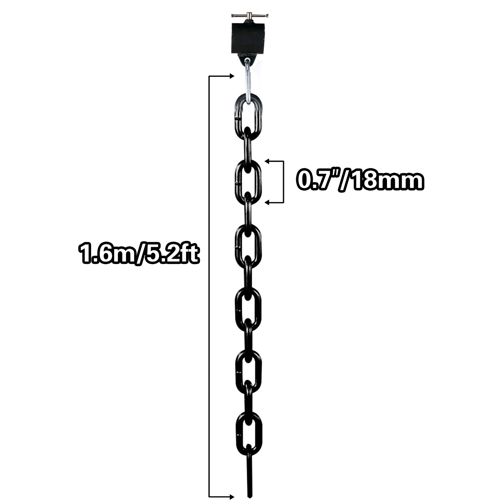 VEVOR Gewichtheben Kette 20KG Schwarz, Kette für Krafttraining Gewichtheberketten 1,6 M Lange, Krafttraining Geräte Sportlich Muskeltraining Fitnessstudio zu Hause