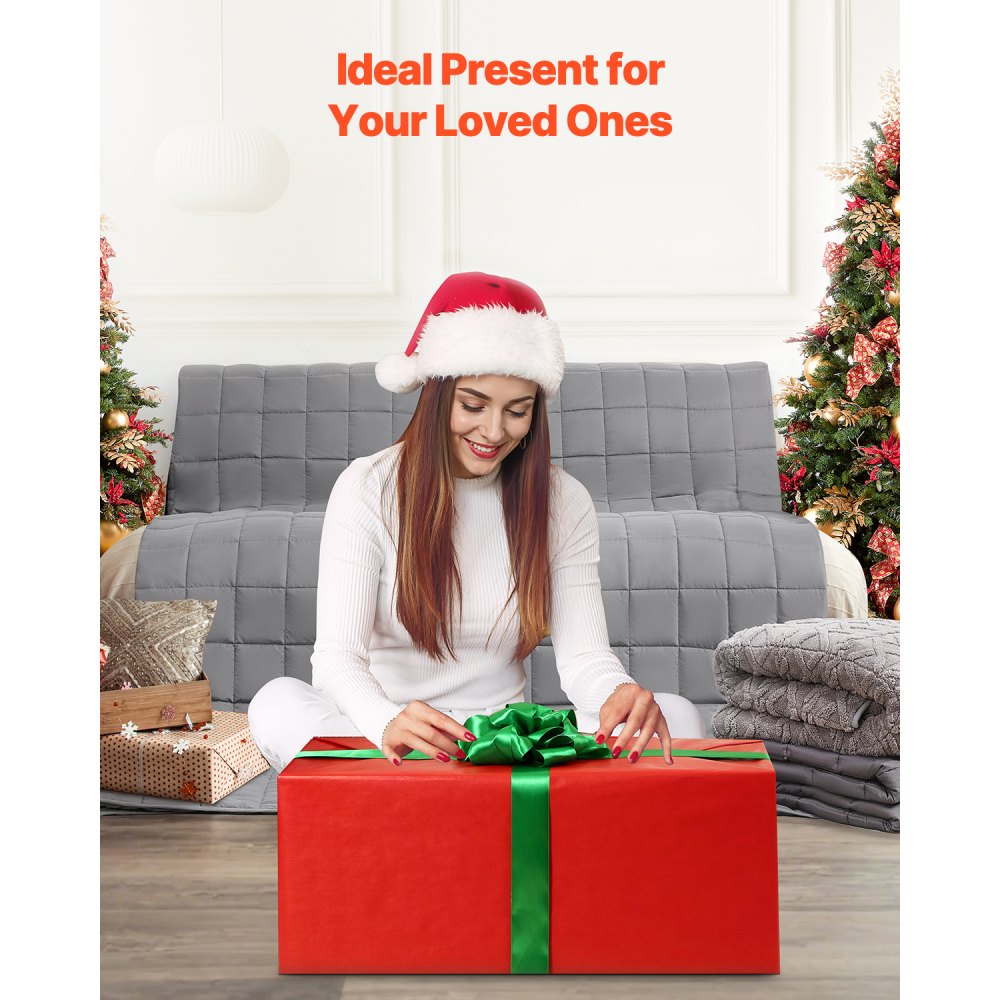 VEVOR Gewichtsdecke, 11,5 kg, Therapiedecke 2235x2640 mm, Kingsize, Gewichtete Decken mit Glasperlen, geeignet für Erwachsene mit 113–140 kg, Linderung von Angstzuständen und Stress, grau