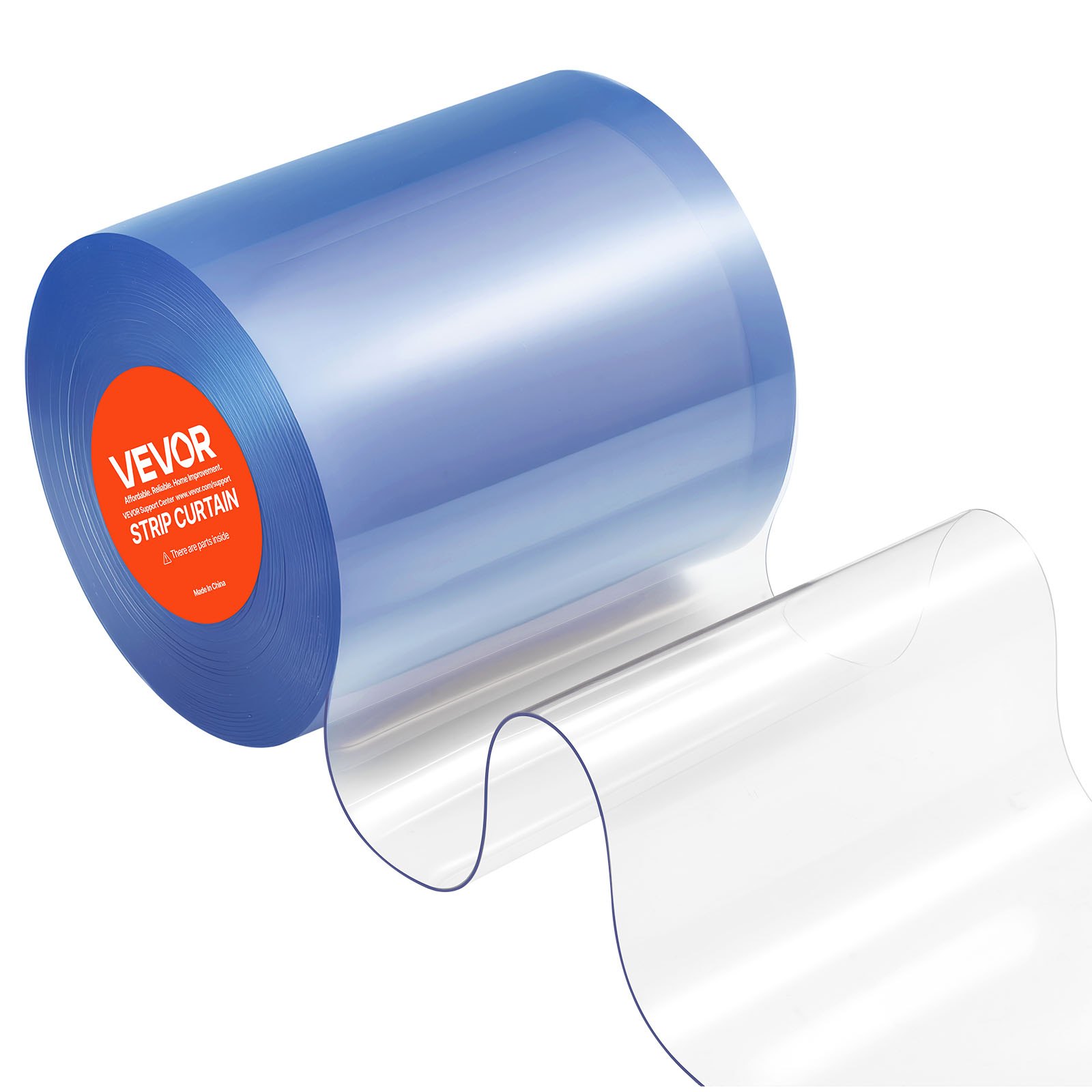 VEVOR Streifenvorhang, 50' Länge x 8" Breite x 0,08" Dicke, durchsichtige glatte PVC-Streifenvorhang-Tür-Großrolle, Kunststoff-Türstreifen für Türen von Supermärkten, Garagen, Lagerhallen, Scheunen, Tierställen