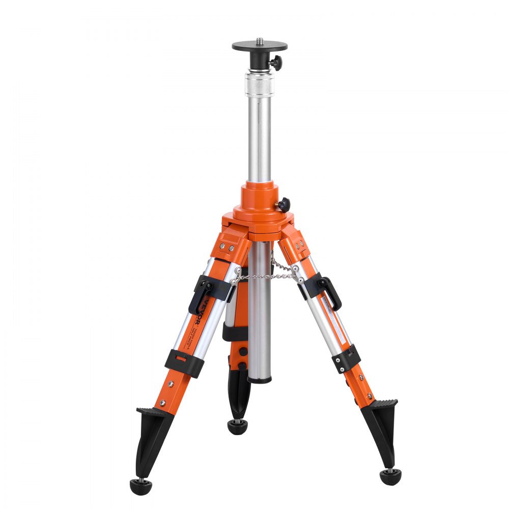 VEVOR Laser Level Tripod, 5/8"-11 Thread Mount, 27.16-67.71 Inch Height Adjustment, Heavy-Duty Surveying Tripod, with Spirit Level and Diffusion Limiter, Liftable, Non-Slip Feet for Construction