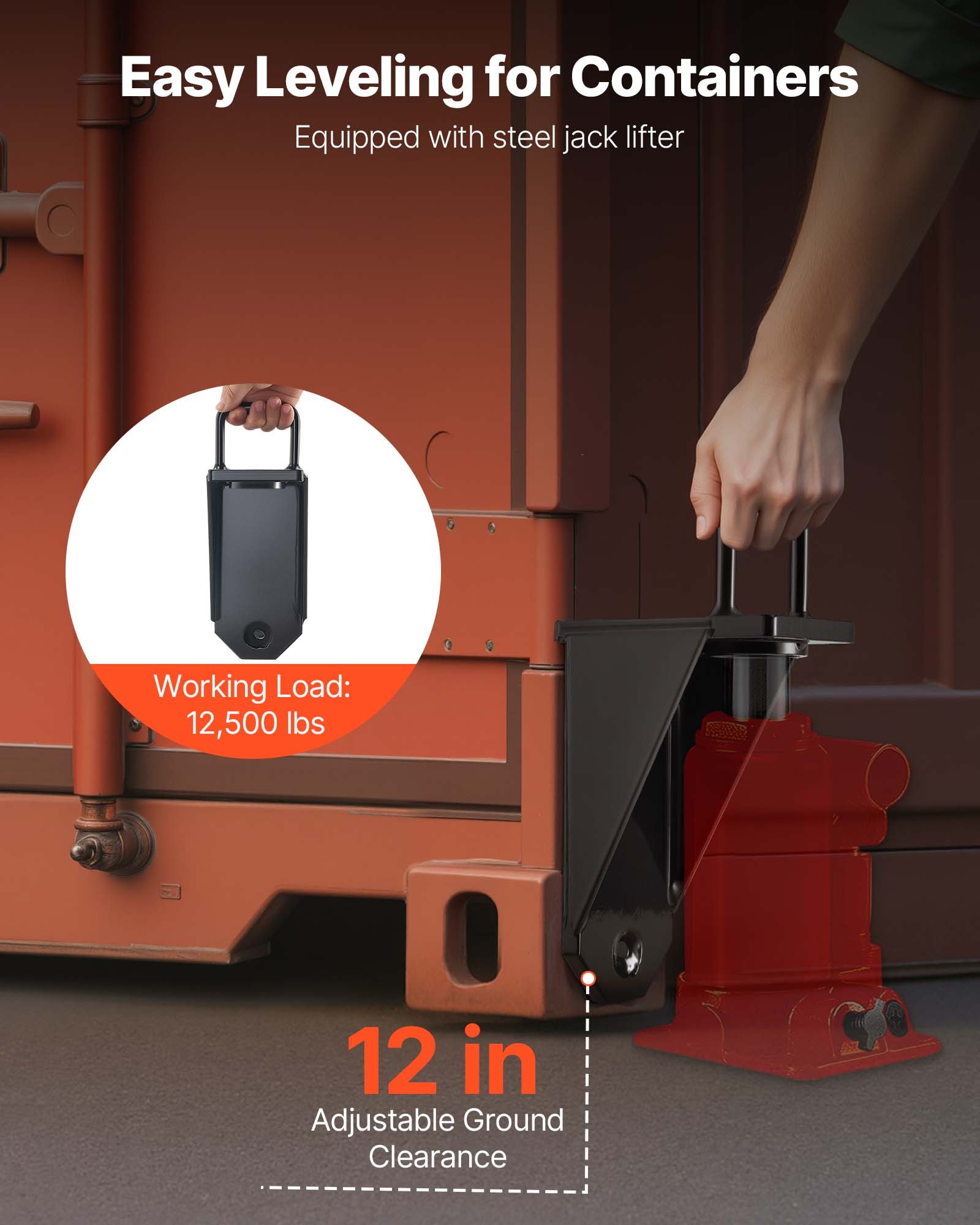 VEVOR 4 T Versandcontainer-Räder-Set mit 8 Ösen, robustes Versandcontainer-Zubehör mit Ratschen-Zurrgurt, bewegt sich 6 m bis 12 m, sicherer Transport für Dock, Lager, Baustelle, Schwarz