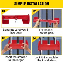 VEVOR Heavy Duty Cargo Lock Frachtcontainerschloss 2 Schlösser 25-45cm Rot