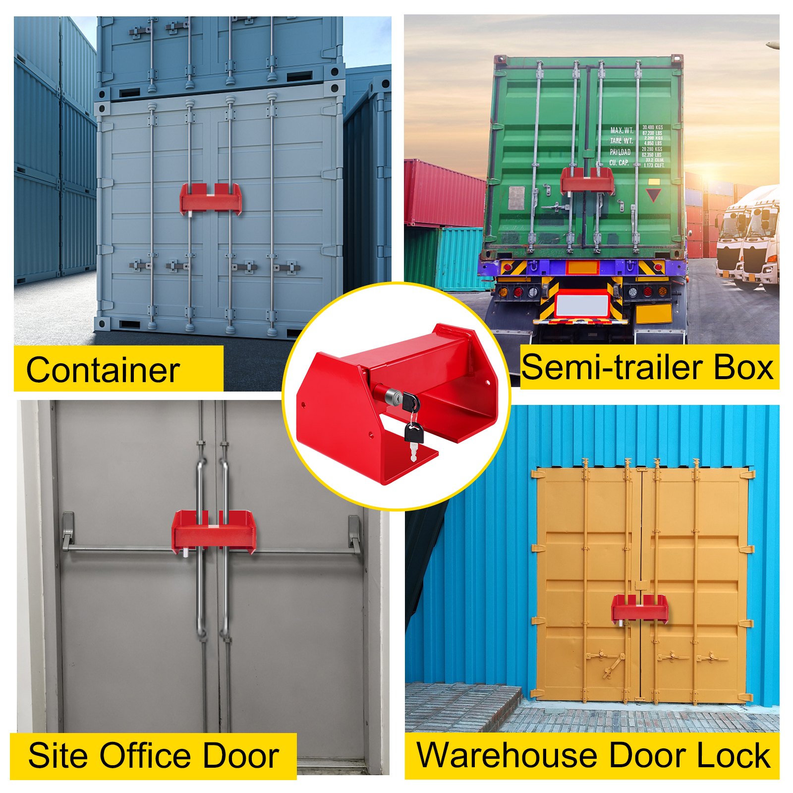 VEVOR freight container lock, 25-45 cm locking distance, door locks for semi-trailer trucks with 2 keys, accessories for shipping containers, with spring lock for fixed containers & semi-trailer boxes