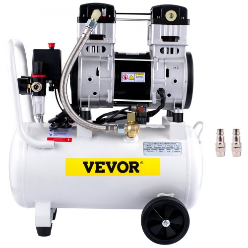 VEVOR Silent Flüsterkompressor 30L Druckluftkompressor 1,5PS/1100W Leise Ölfrei Kompressor 7Bar/102PSI Flüster-Lautstärke ≤ 68dB Luftkompressor Max. CFM7,1 Weiß Geeignet für Werkstatt Reifen Fahrrad