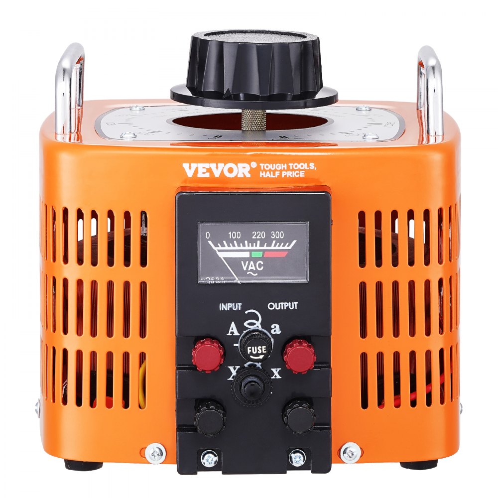 VEVOR Automatischer variabler Spannungstransformator 3000 VA, 10 A, Eingang 230 V, Ausgang 0-300 V, AC-Spannungsregler 4 Sicherungen, thermischer Steuerschalter für Haus, Büro