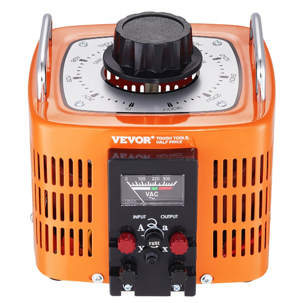 VEVOR Automatischer variabler Spannungstransformator 3000 VA, 10 A, Eingang 230 V, Ausgang 0-300 V, AC-Spannungsregler 4 Sicherungen, thermischer Steuerschalter für Haus, Büro