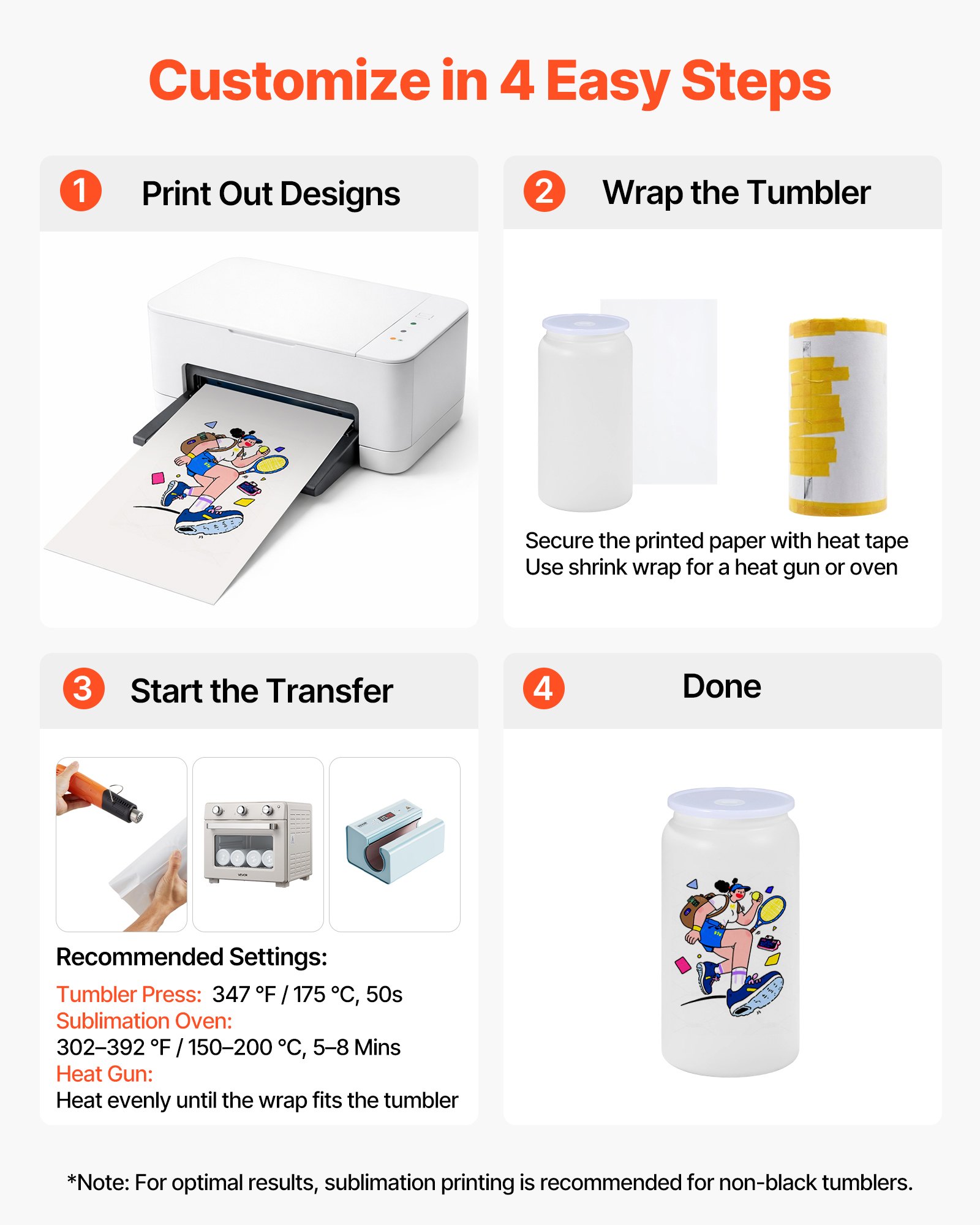 VEVOR Sublimationsbecher 12 Stk. (473 mL), Mehrfarbige Sublimationsthermobecher aus Edelstahl mit Deckeln & Strohhalm, Doppelwandige Isolierte Sublimationstrinkflaschen für DIY-Projekte Geschenke