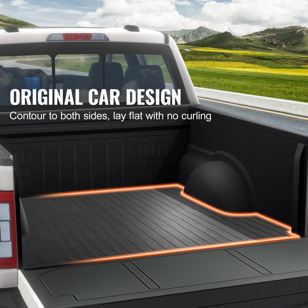 VEVOR 2015–2023 FORD F150 LKW-Ladeflächenmatte 1690 x 1625 x 6,2 mm, Rutschfest Kratzfest Gummi Ladeflächenmatte, Schwarz Leicht zu säubern, 6,2 mm Dicke Matratze, Ideal für den Transport von Waren