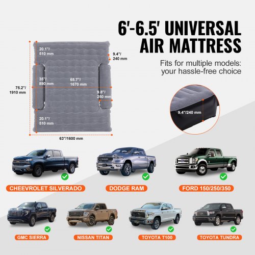 Offroading Gear Aufblasbare LKW-Bett-Luftmatratze - Wandelt Sich In Queen-Bett Um, Für Ford F150, Dodge Ram & Mehr