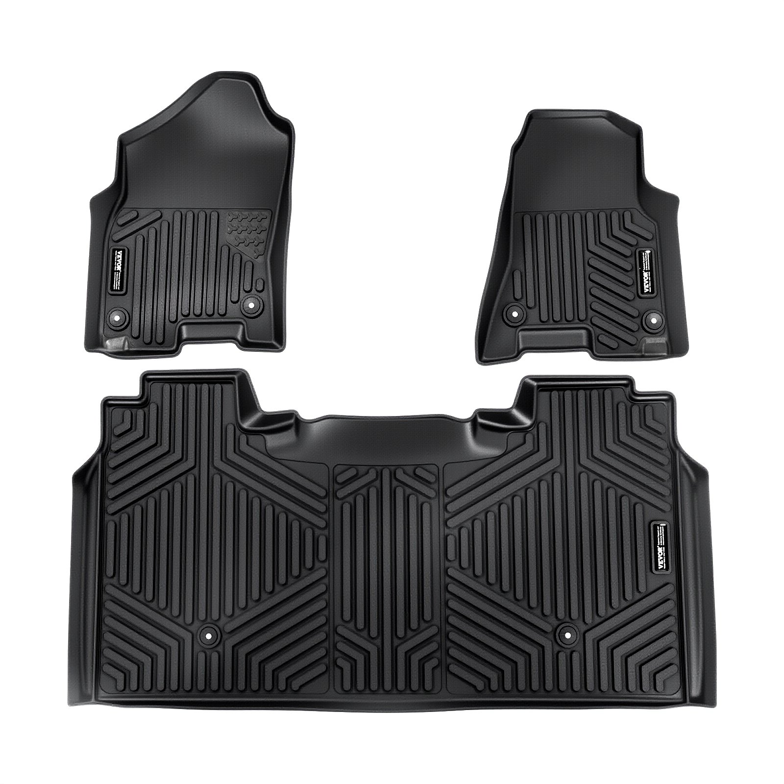 VEVOR Car Floor Mats suitable for Dodge Ram 1500 Crew Cab 2019-2024, 3-piece set, inserts for front and second row, weatherproof custom-fit car floor mats made of TPE, black