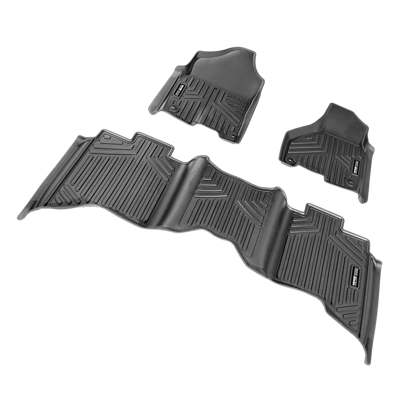 VEVOR car floor mats suitable for Dodge Ram 1500/2500/3500, 1500 Classic 2013-2018/2019-2022, 3-piece set, inserts for the front and second row, weatherproof custom-fit TPE floor mats for trucks