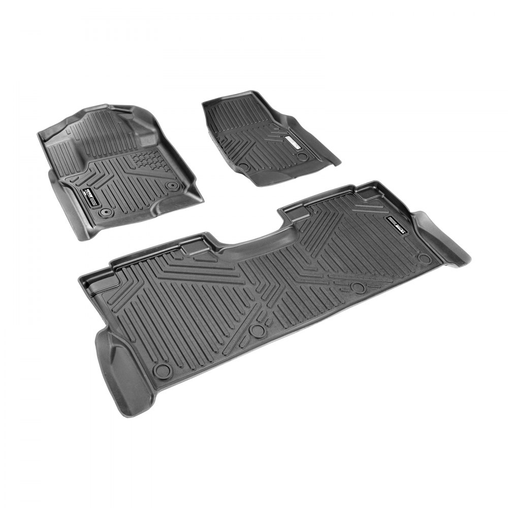 VEVOR Autofußmatten (3-tlg.) für Ford F250 F350 F450 F550 2017-2024 2025 Super Duty Crew Cab Bucket Seat mit Ablage unter dem Sitz, wetterfeste maßgeschneiderte Fußmatten aus TPE Bodeneinlagen