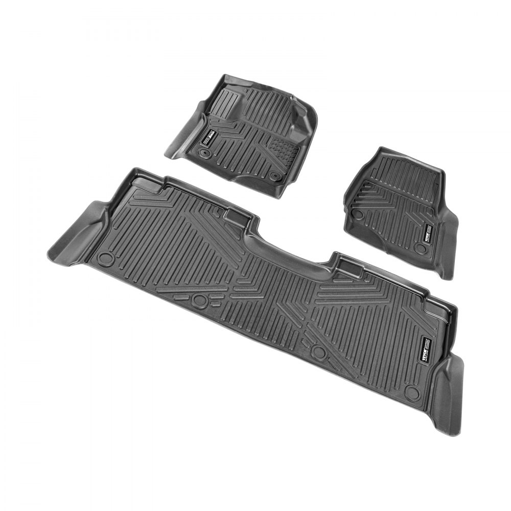 VEVOR Autofußmatten (3-tlg.) für Ford F250 F350 F450 F550 2017-2024 2025 Super Duty Crew Cab Bucket Seat mit Ablage unter dem Sitz, wetterfeste maßgeschneiderte Fußmatten aus TPE Bodeneinlagen