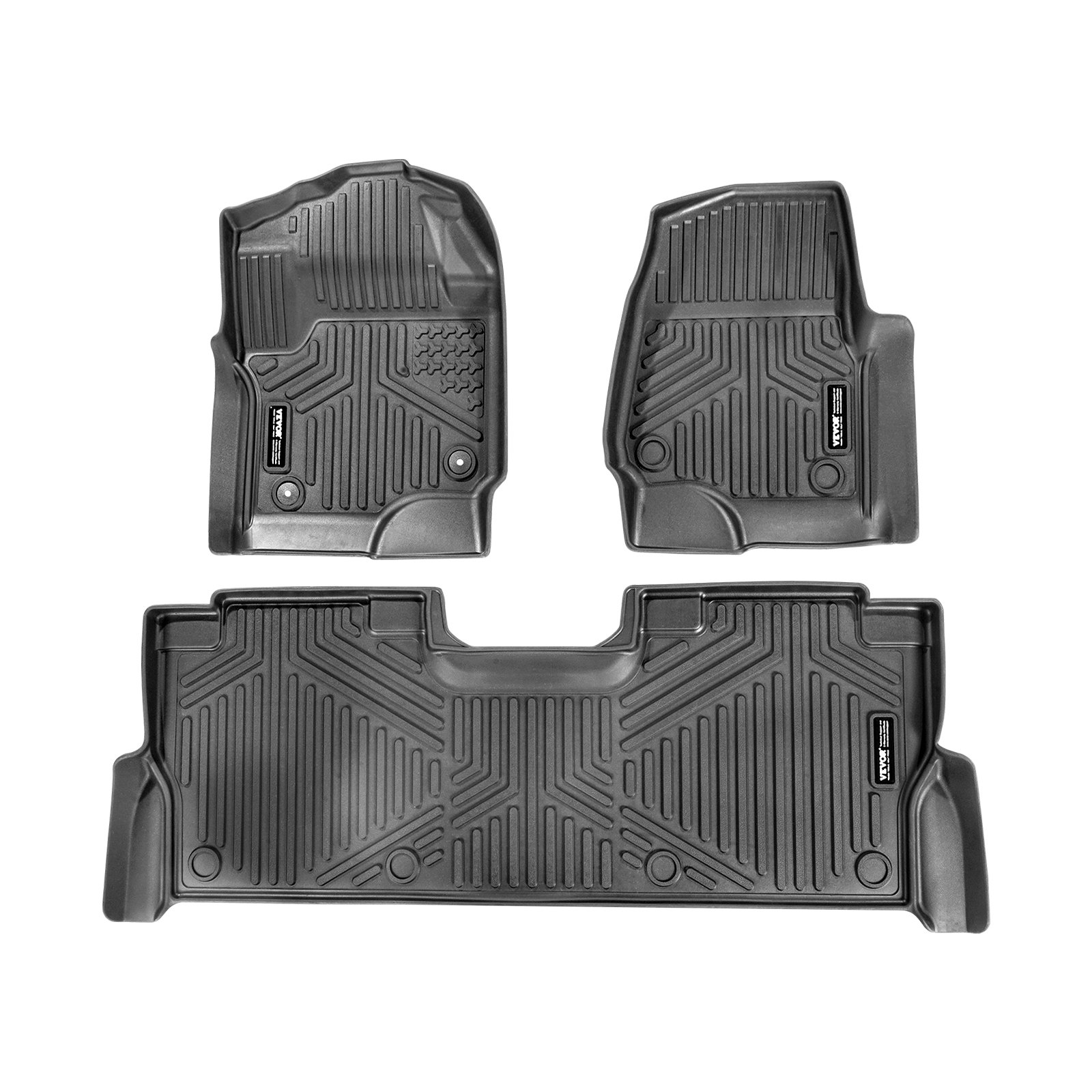 VEVOR Autofußmatten (3-tlg.) für Ford F250 F350 F450 F550 2017-2024 2025 Super Duty Crew Cab Bucket Seat mit Ablage unter dem Sitz, wetterfeste maßgeschneiderte Fußmatten aus TPE Bodeneinlagen