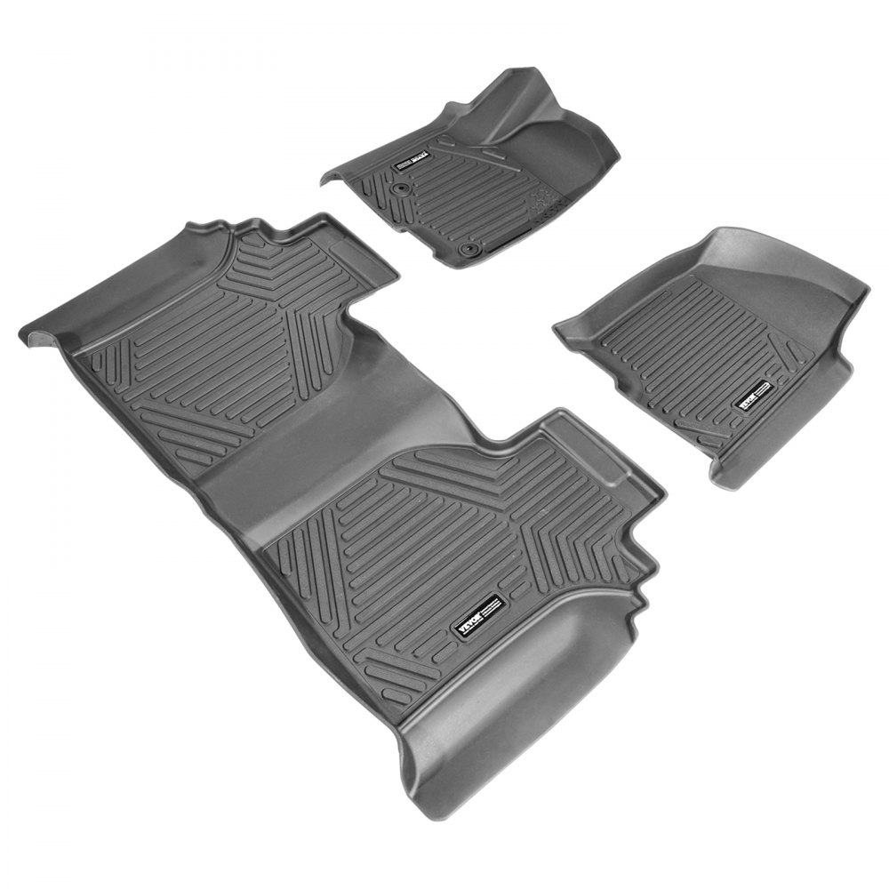 VEVOR car floor mats suitable for Chevrolet Silverado/GMC Sierra 1500, 2500/3500 HD 2019-2024/2020-2024, 3-piece inserts for the front and second row, weatherproof custom-fit TPE floor mats