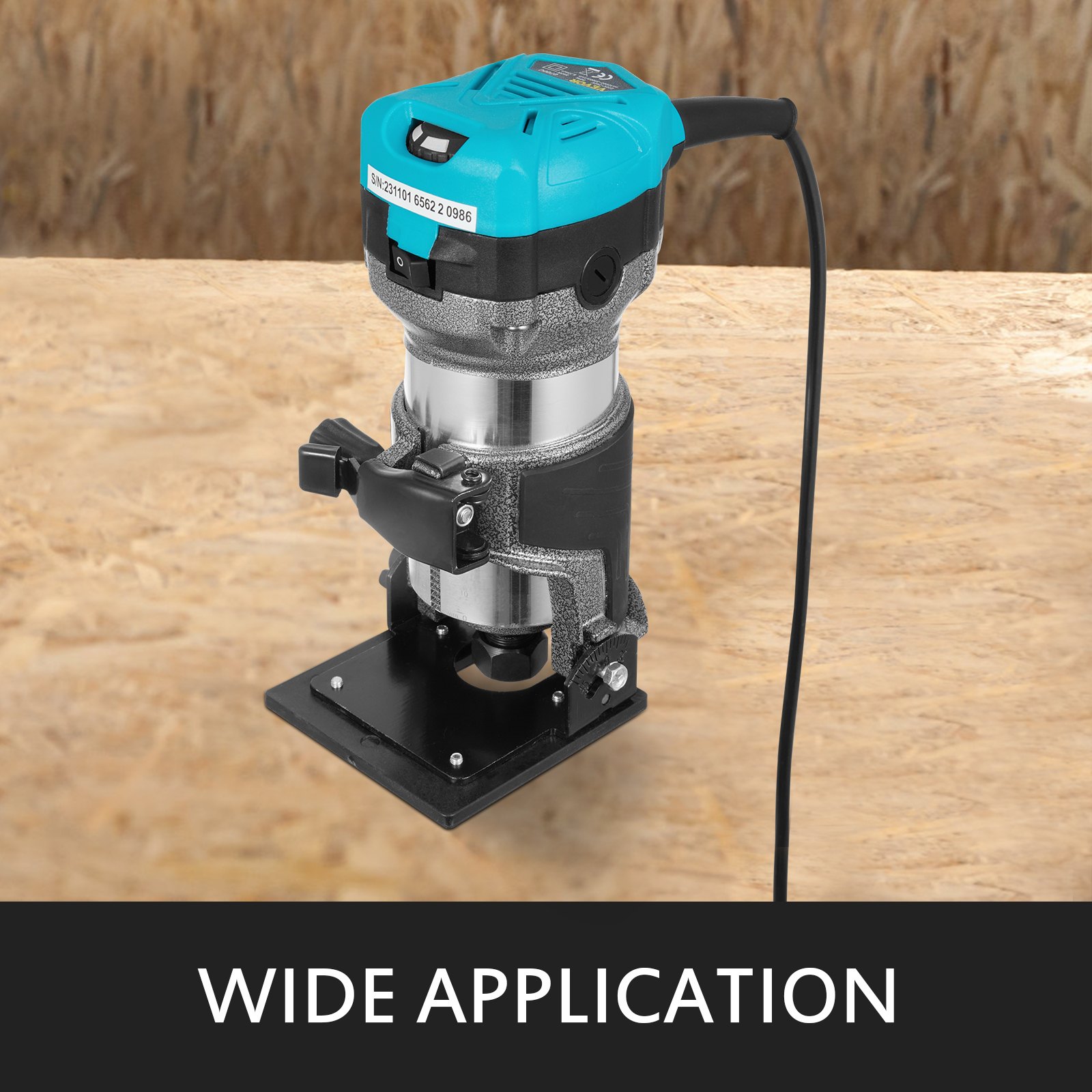 VEVOR Oberfräse 710W Handtrimmer Oberfräse Max 30000 U/min Elektrik Hand Holz Oberfräse 4 Basen Spannzangen 1/4 & 3/8 Zoll Kantenfräse Aluminium,weich