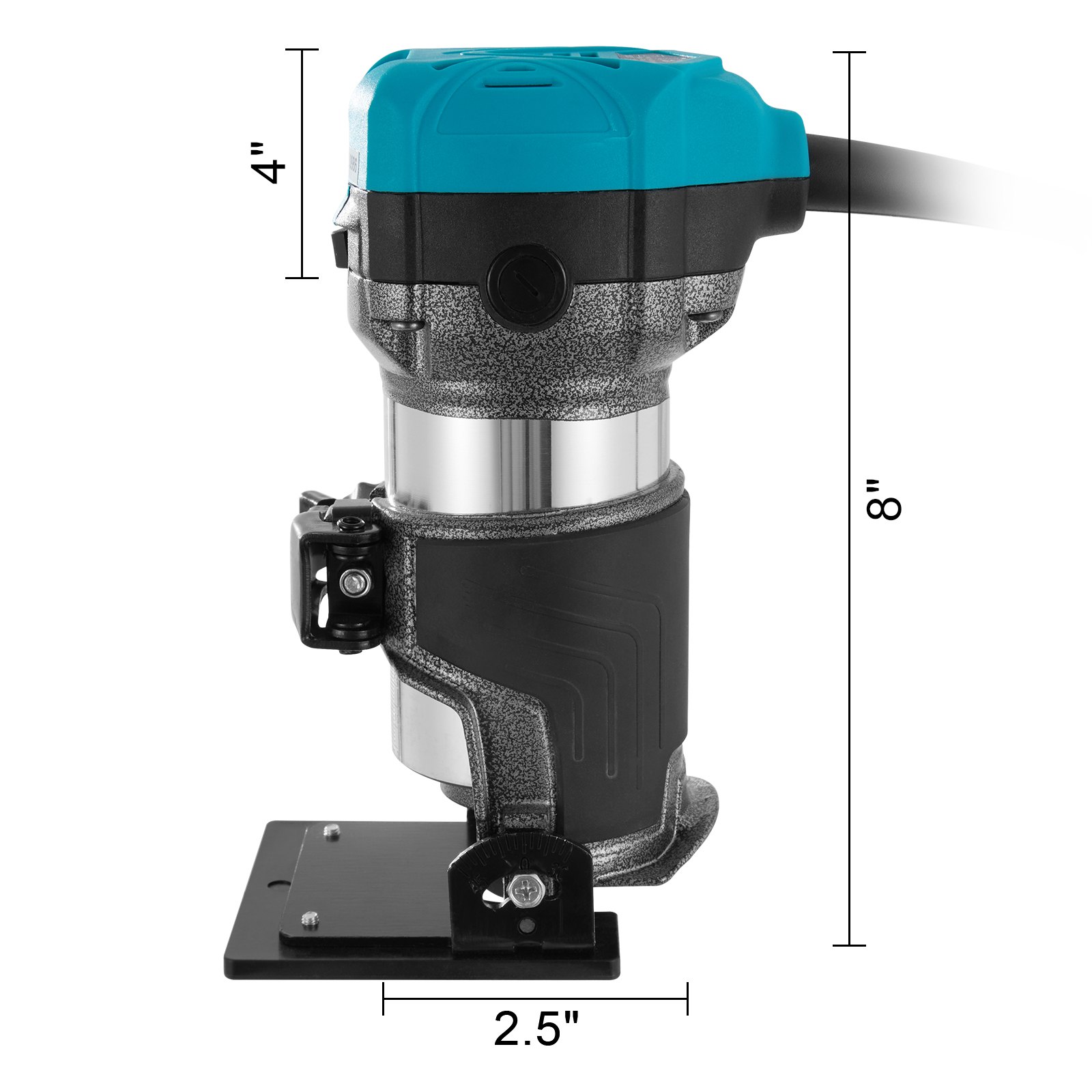 VEVOR Oberfräse 710W Handtrimmer Oberfräse Max 30000 U/min Elektrik Hand Holz Oberfräse 4 Basen Spannzangen 1/4 & 3/8 Zoll Kantenfräse Aluminium,weich