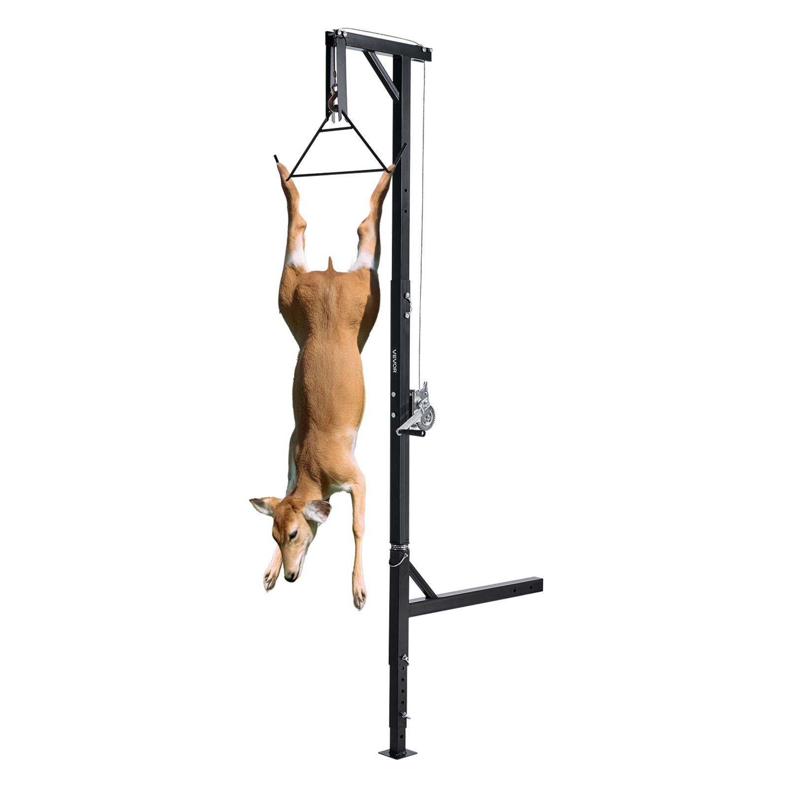 VEVOR Game Hoist mit Seilwinde & Gambrel, 181 kg Tragkraft, Lkw-Wildhebezeug mit 5,08 cm Empfänger, 360-Grad-Schwenkschaft & einstellbarer Höhe, zum Häuten & Säubern von Wild im Jagdspiel