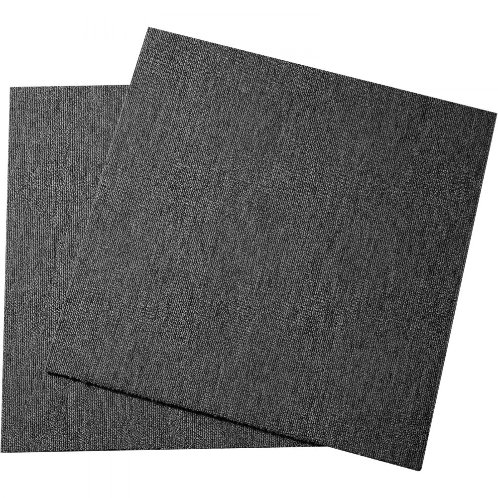 VEVOR Carpet Tiles, 500 x 500 x 5 mm, Carpet with Attached Padding, Soft Padded Carpet Tiles, Easy DIY Installation for Bedrooms and Living Rooms (20 Pieces, Dark Grey)
