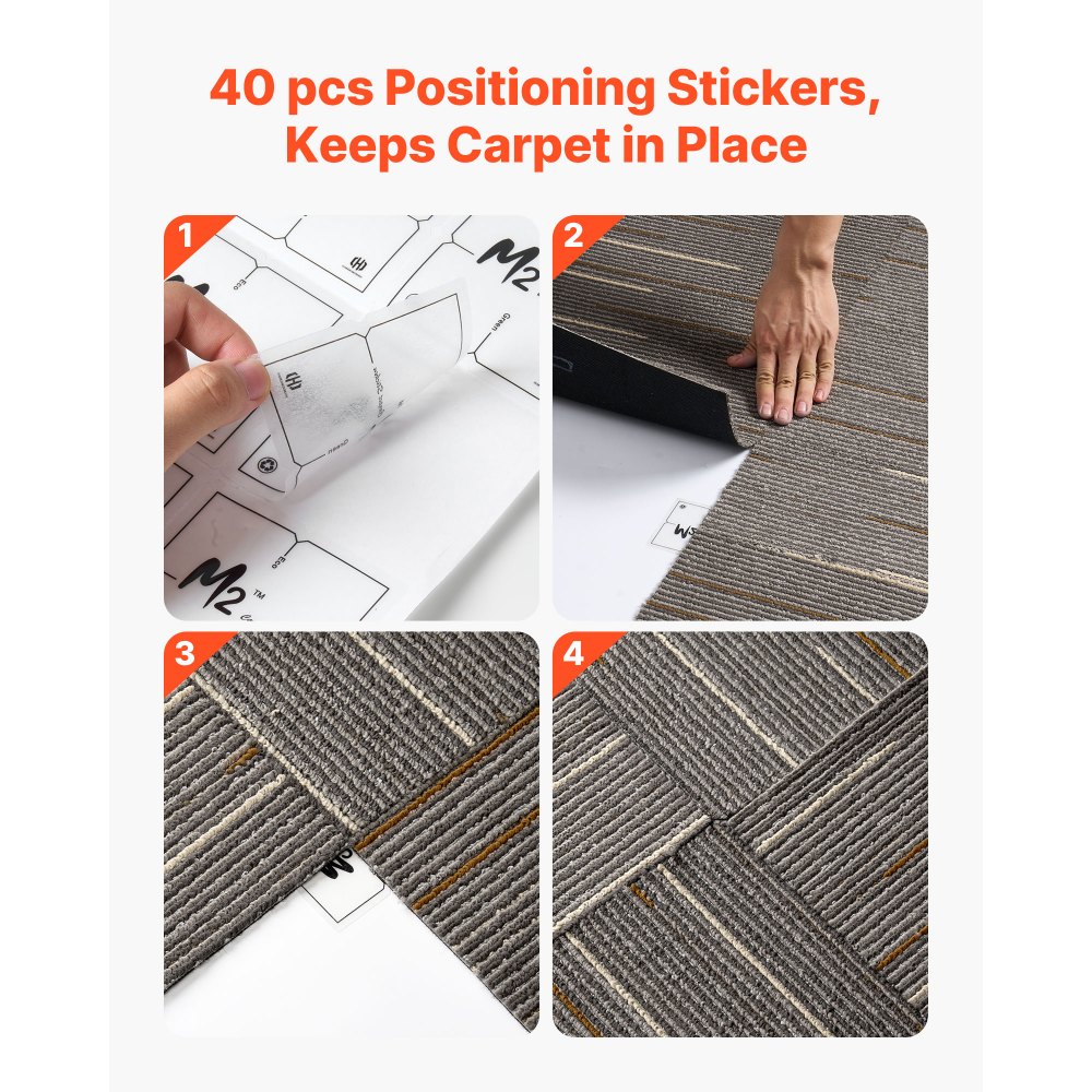 VEVOR Teppichfliesen 609,6 x 609,6 x 6 mm, 24er-Pack, modularer Teppichboden mit Fläche von 9 m², Teppich Bodenbelag, einfacher DIY-Austausch für Wohnzimmer und Büro, Dunkelbraun