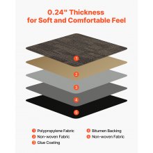 VEVOR Teppichfliesen 609,6 x 609,6 x 6 mm, 24er-Pack, modularer Teppichboden mit Fläche von 9 m², Teppich Bodenbelag, einfacher DIY-Austausch für Wohnzimmer und Büro, Grau und Braun