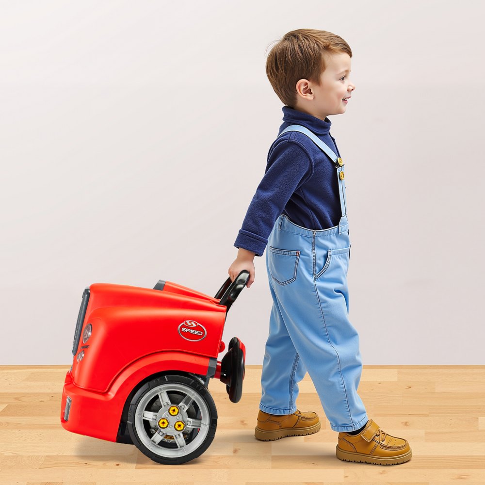 VEVOR Motorspielzeug, 60-teilig, Autoreparaturset für Kinder, mit abnehmbaren Teilen, Lichtern & Geräuschen, Lenkrad & Hupe, Mechaniker-Werkstattset für Kinder für Kleinkinder ab 3 Jahren, Rot