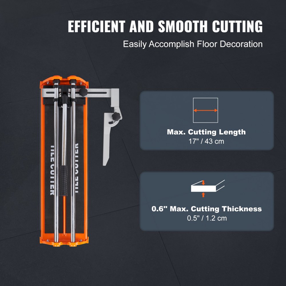 VEVOR Fliesenschneider mit einer Gesamtschnittlänge von 430mm, Schnittstärke 4-12mm Mindest. Schnittbreite 25mm Fliesenschneidmaschine inkl. Extra Schneidrad Fliesenverlegungs-& Renovierungsprojekten