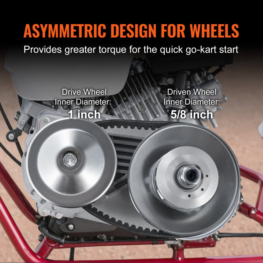 VEVOR drive clutch, 2-8 HP engine 2000 rpm high-strength drive clutch with asymmetrically designed wheels and robust rubber belt, stable and durable clutch with complete accessories