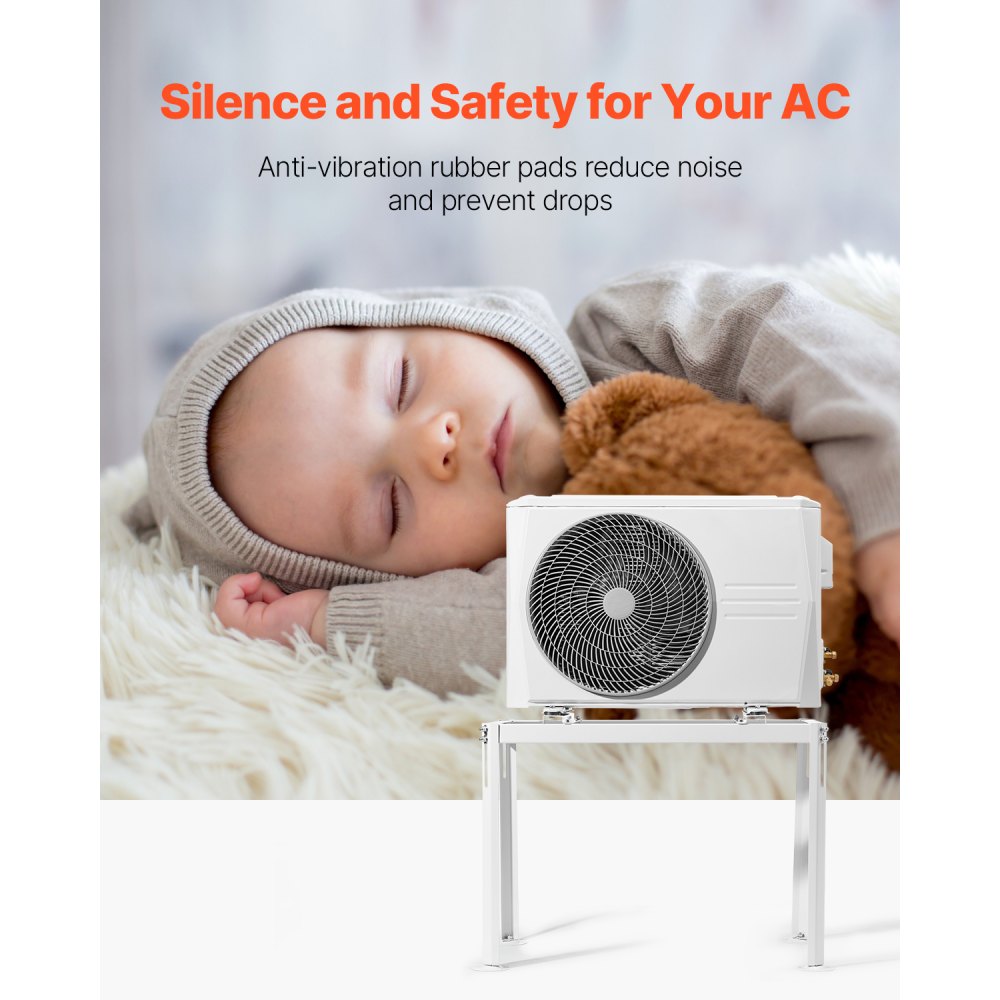 VEVOR Air Conditioner Floor Stand, Vibration-Dampening Mini Split Stand for Ductless Air Conditioners and Heat Pumps with 9000-18000 BTU, AC Base Bracket for Floor Mounting with a Max. Load Capacity of 200 kg