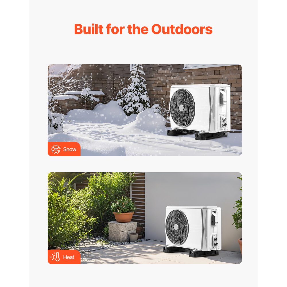 VEVOR floor console for mini-split air conditioners, damping base for 9000-36000 BTU AC heat pump systems, floor mounting base set with anti-vibration rubber pads, maximum load 1000 kg