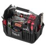 VEVOR Offene Werkzeugtasche 33x20x25cm, Aufbewahrungstasche mit 14 Innen- & 19 Außenfächern, Wasserfester Werkzeug-Organizer aus Polyester mit Schultergurt & Tragegriff, Werkzeugtrage für Handwerker