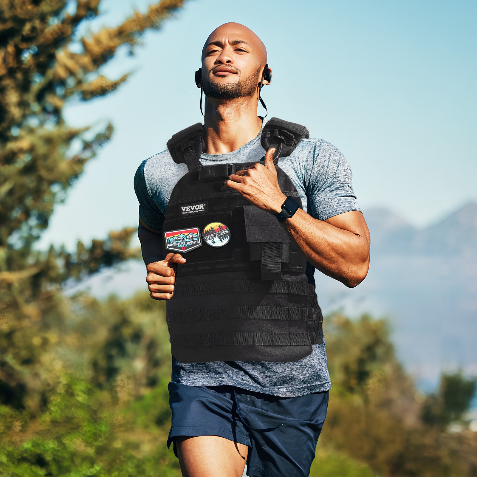 VEVOR Gewichtsweste 18,14 kg, verstellbare Gewichtsjacke für Männer und Frauen, Trainingsgerät für Kraft- und Ausdauertraining Laufen Joggen Gehen Fitness Gewichtsverlust Schwarz