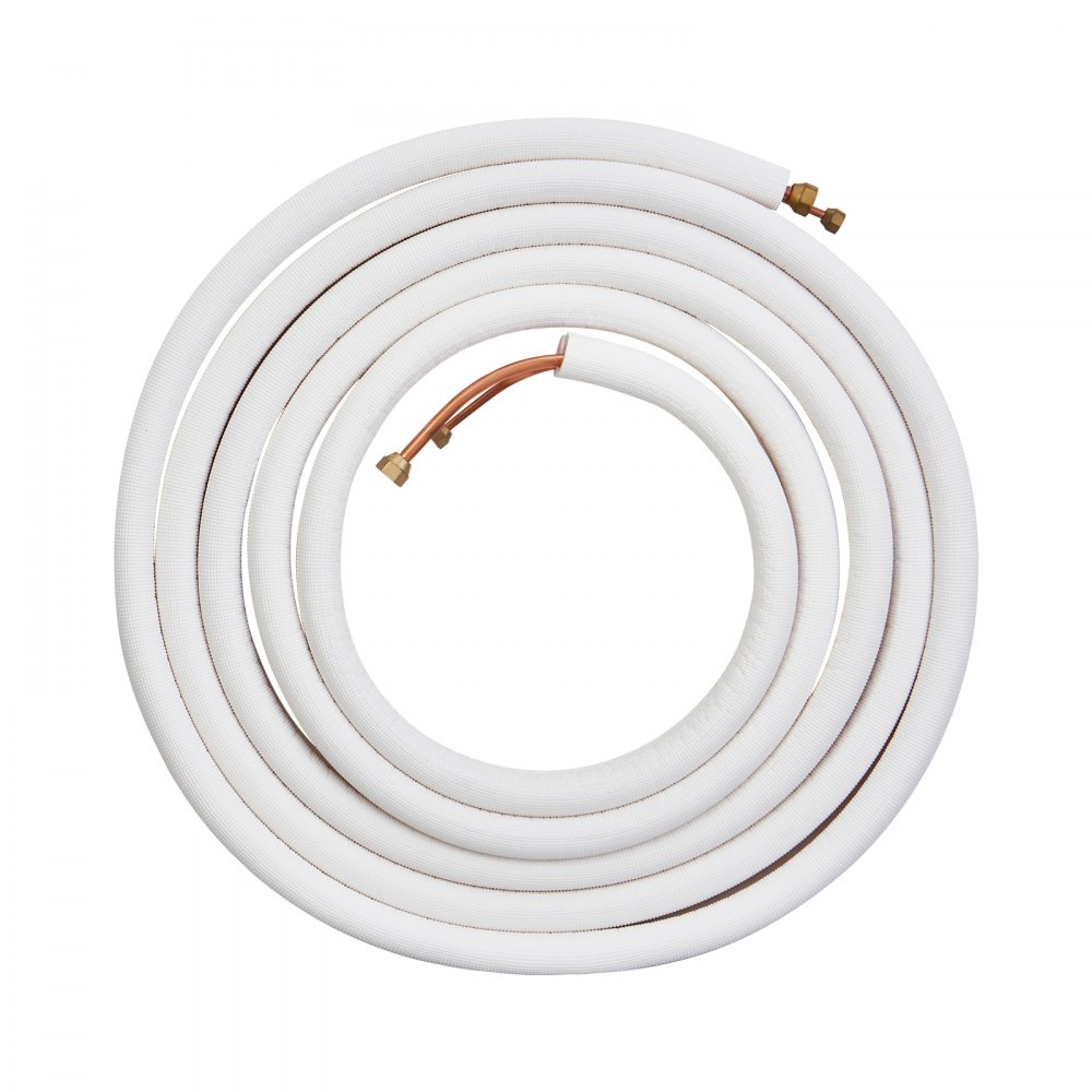 VEVOR 7620 mm Mini-Split-Leitungssatz, 6,4 mm und 9,5 mm Außendurchmesser Kupferrohre und dreischichtige Isolierung, für Klimaanlagen oder Heizungspumpengeräte und HVAC mit umfangreichem Zubehör