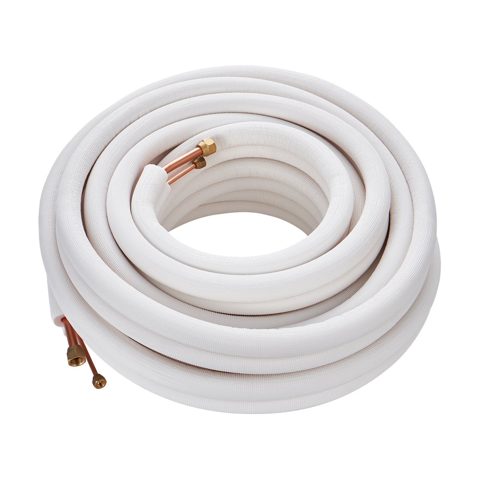 VEVOR 50FT Mini-Split-Leitungsset, Kupferrohre mit 1/4 Zoll und 1/2 Zoll Außendurchmesser und dreischichtiger Isolierung, für Mini-Split-Klimaanlagen, Kältemittel- oder Wärmepumpengeräte und HVAC mit