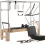 VEVOR Pilates Reformer Maschine aus Holz für Fitnessstudio zu Hause, Krafttrainingsgerät mit doppeltem Widerstand & Reformer-Box & Sprungbrett, für Fortgeschrittene und Anfänger, bis zu 181,44 kg